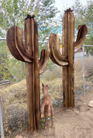 Metal Agaves & Saguaros In Rustic Designs and Painted Desert Shades