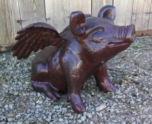 "Babe" Sitting Pig with Wings