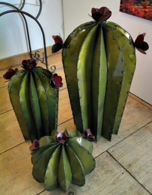Tall Cactus in Bloom, Set of 3