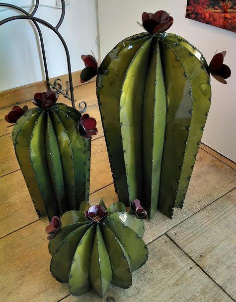 Tall Cactus in Bloom, Set of 3