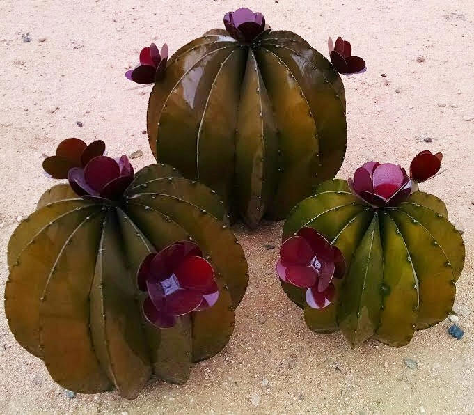 Round Barrel Cactus, Set of 3 — Small